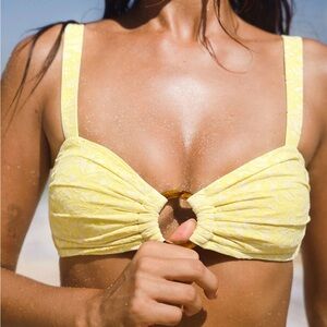 Yellow Floral Bikini Top